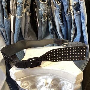 Vintage 1980’s Classy Black Adjustable YVES SAINT LAURENT Rhinestone Belt